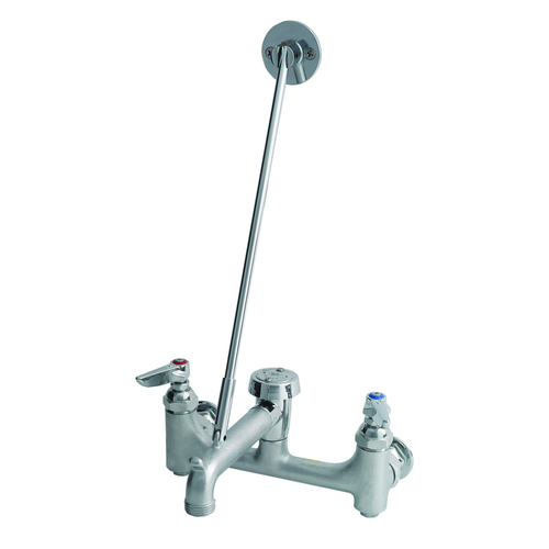 T&S Brass  B-0665-BSTR  Service Sink Faucet, 8'' centers, chrome-plated finish, vacuum breaker nozzle with 3/4'' garden hose thread
