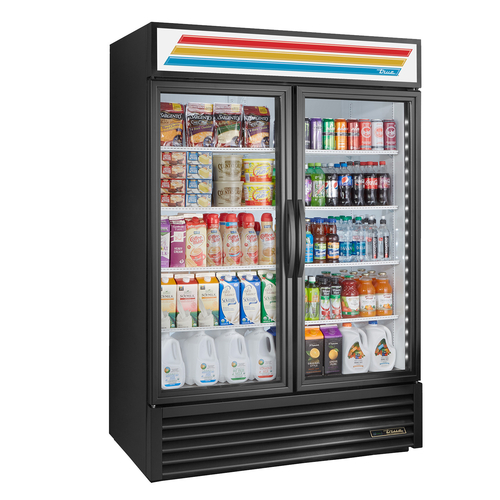 True Mfg. - General Foodservice  GDM-49-HC~TSL01  Two Section Swing Hinged Glass Door Merchandiser, 54.13''W, Black, 115v