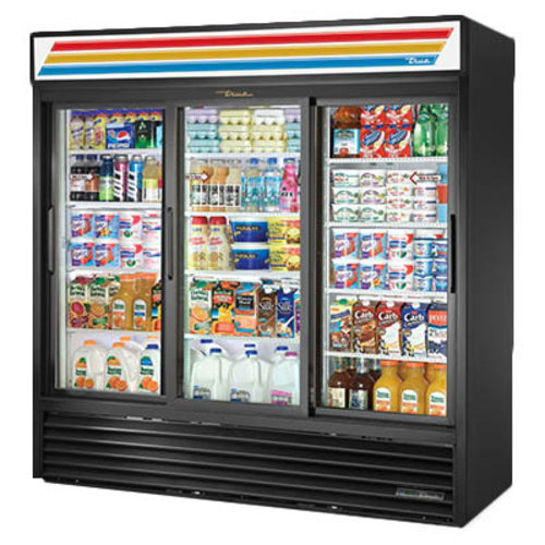 True Mfg. - General Foodservice  GDM-69-HC-LD  Three Section Sliding Glass Door Merchandiser, 78.13''W, Black, 115v