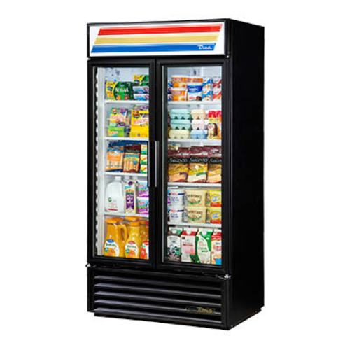 True Mfg. - General Foodservice  GDM-35-HC~TSL01  Two Section Swing Hinged Glass Door Merchandiser, 39.5''W, Black, 115v