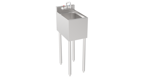 Krowne Metal  18-1C  Silver Series One Compartment Sink, 12'' W x 18.5'' D, 10''D x 14''W x 7''H bowl size with 4'' center wall mount faucet