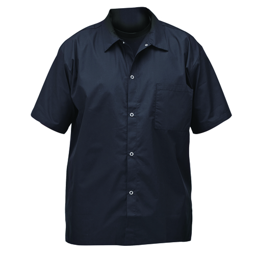 Winco  UNF-1KS  Signature Chef Chef Shirt, Short Sleeve, Black, S