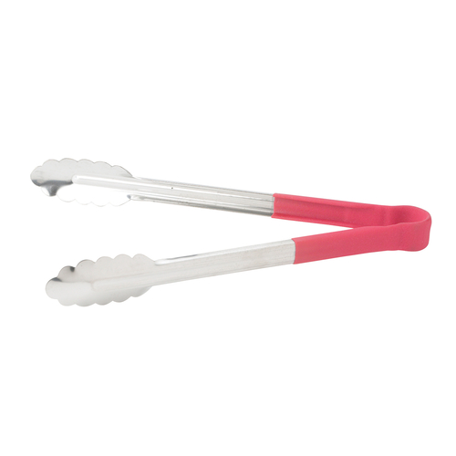 Winco  UTPH-12R  12'' S/S Utility Tong, PP Hdl, Red