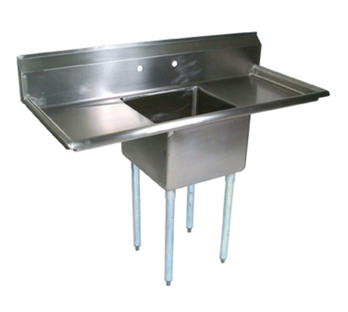 John Boos  E1S8-18-12T18-X  1-compartment, 54''W x 23-1/2''D overall size, 18''W x 18'' front-to-back bowl, (2) 18'' drainboards, 18/300 stainless