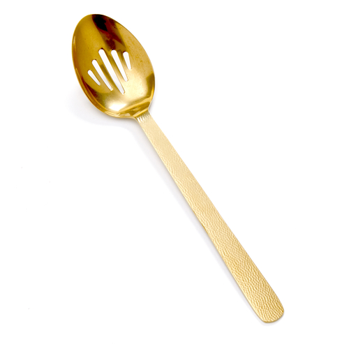 American Metalcraft  GVHSS  SLOTTED SPOON, VINTAGE GOLD, HAMMERD, 13-1/4'' L country of origin-INDIA