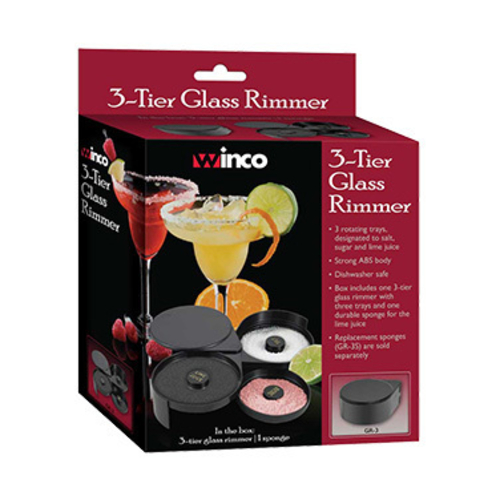 Winco  GR-3  Glass Rimmer, 3-Tier, Plastic w/Sponge