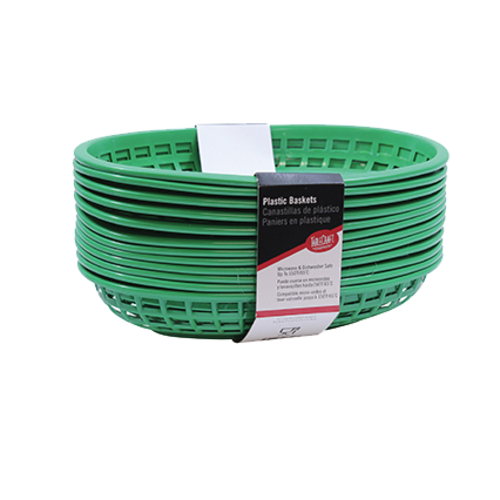TableCraft Products  C1074G  Classic Oval Basket, Green, 9.375 x 6 x 1.875'' (12 per Pack)