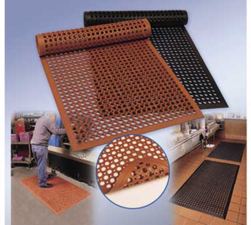 Cactus Mat  2530-R5  Red Topdeck Junior Anti-Fatigue Rubber Mat, 3' x 5', 1/2'' thick, anti-fatigue