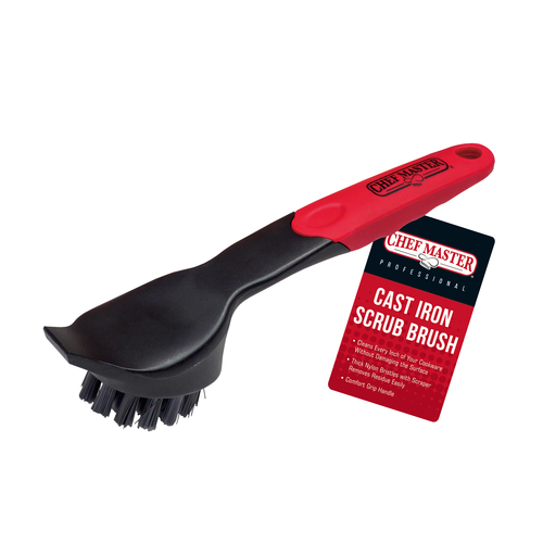 Chef Master  90058  Scrub Brush, 9-4/5''L, with scraper, nylon bristles