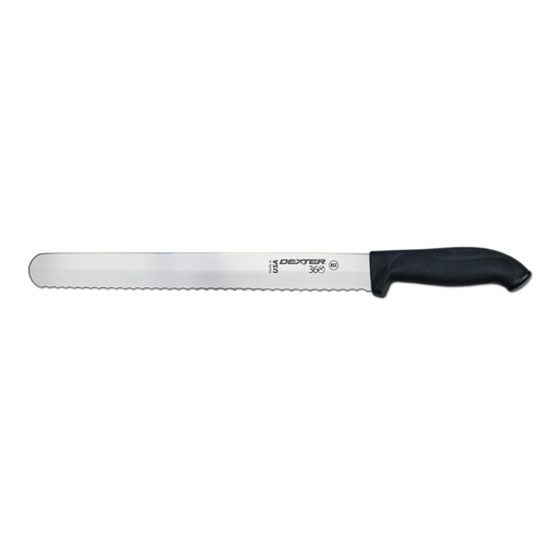 Dexter Russell 36011 12'' scalloped slicer, black handle