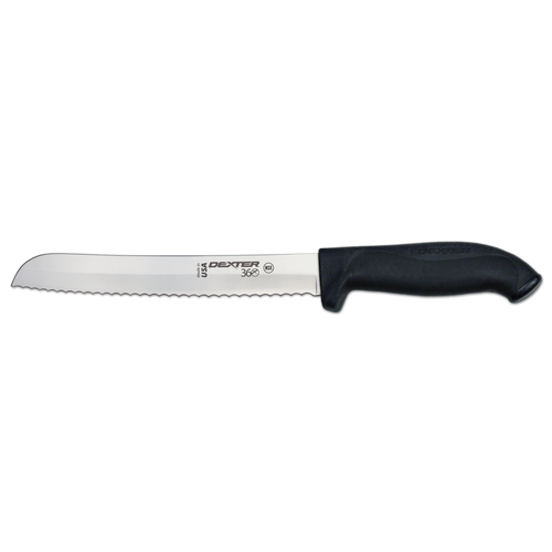 Dexter Russell 36007 8'' scalloped bread knife, black handle