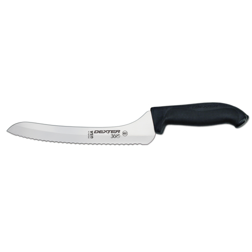 Dexter Russell 36008 9'' scalloped offset slicer, black handle