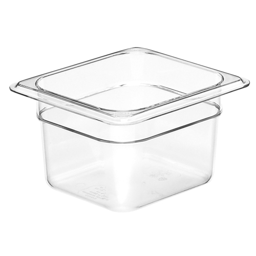 Cambro 64CW135 Camwear Food Pan, 1.6 qt., 4'' deep, 1/6 size, polycarbonate, clear