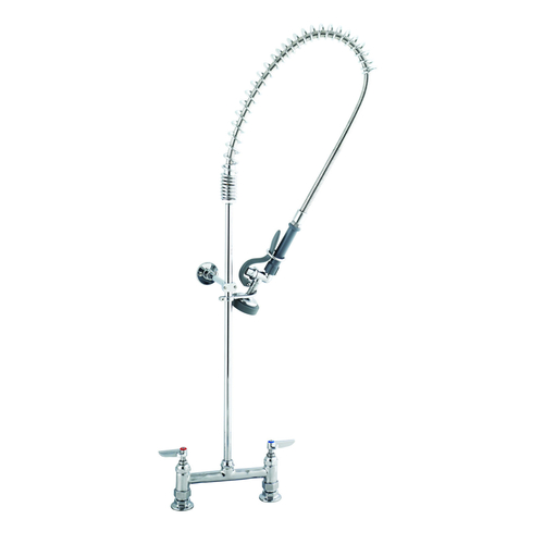 T&S Brass  B-0123-B  Pre-Rinse Faucent Assembly, deck mount base, 8'' adjustable center, includes spray valve, 24'' riser, 44'' hose, 6'' bracket