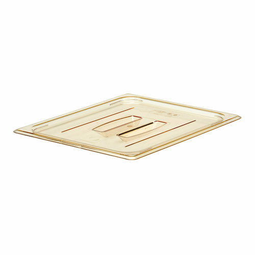 Cambro 20HPCH150 H-Pan Cover, 1/2 size, high heat, flat, with handle, amber