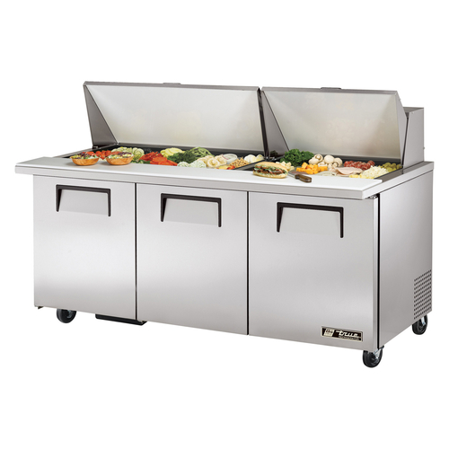 True Mfg. - General Foodservice TSSU-72-30M-B-ST-HC Mega Top Sandwich/Salad Unit, 72.38''W, (30) 1/6 size pans, 115v
