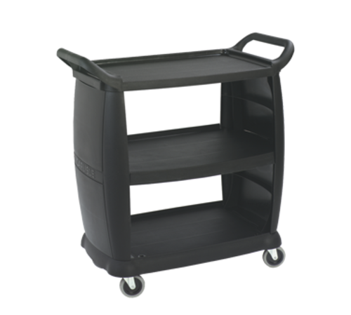 CFS Brands CC203603 Bus Cart, 36''L x 18''W, (3) shelves, open sides/enclosed ends, polypropylene, black