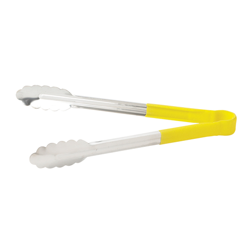 Winco UTPH-12Y 12'' S/S Utility Tong, PP Hdl, Yellow