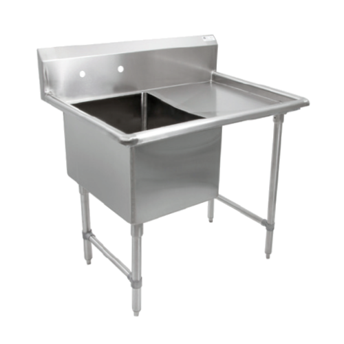 John Boos 1B244-1D24R-X Sink, 1-compartment, 52''W x 29-1/2''D overall size, 24''W x 24'' bowl, 24'' right drainboard, 16/300 stainless