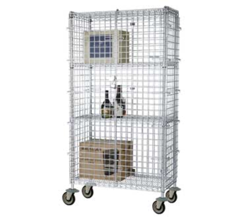 1880 Hospitality  FMSEC24604  Chromate mobile security cage 24x60x63''h, 4 shelves