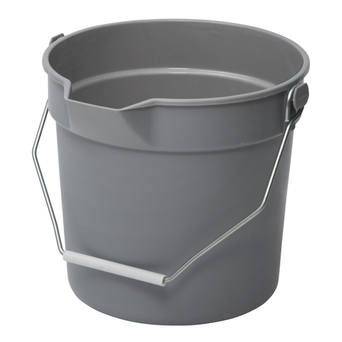 Winco UPP-10G Utility Pail, 10 Qt with Pour Spout and Molded Graduations, PP, Gray