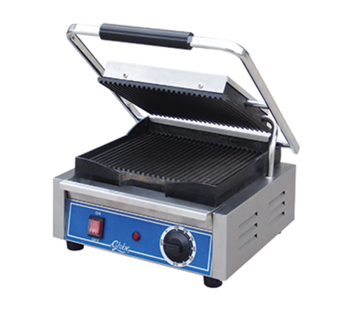 Globe GPG10 Sandwich/Panini Grill, countertop, electric, cast iron grooved plates, 10'' x 10'' surface, 120v