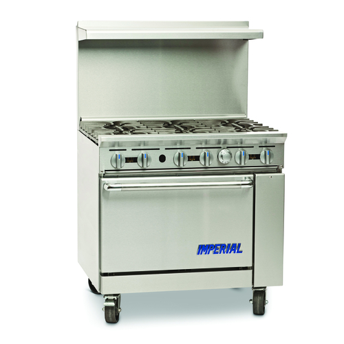 Imperial IR-6-C 6 open burners, (1) 26 1/2'' wide convection oven