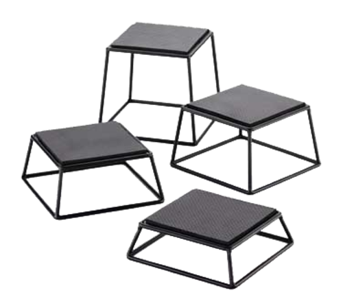 TableCraft Products  BKR4  4-Piece Riser Set, Black Powder Coated w/ Non-Slip Tops, 7x6x2'', 7x6x3'', 7x6x4'', 7x6x6''