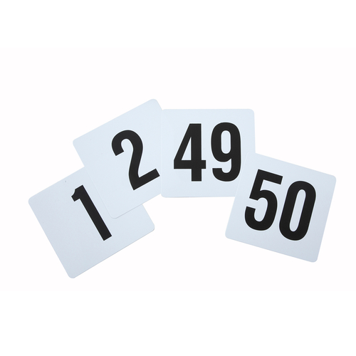 Winco  TBN-50  Table Numbers, 1-50, 4'' x 3-3/4'', Plastic