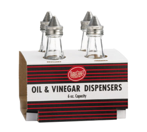 TableCraft Products C600-4 6 oz European Oil & Vinegar Bottles with Stainless Steel Tops (4 per Pack)