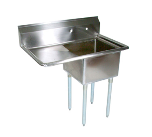 John Boos  E1S8-18-12L18-X  1-compartment, 38-1/2''W x 23-1/5''D overall size, 18''W x 18'' front-to-back bowl, 18'' left drainboard, 18/300 stainless