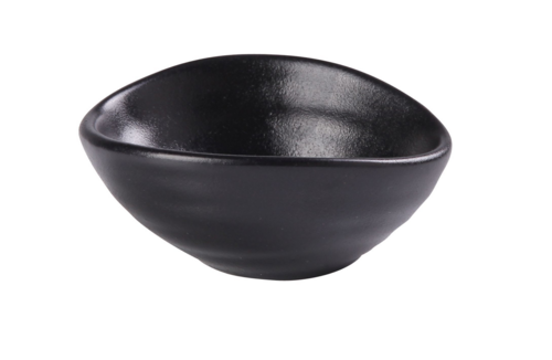 Yanco  NB-803  Noble Black Olive Bowl, 2oz., 4''Dia x 1''H, organic shape, porcelain