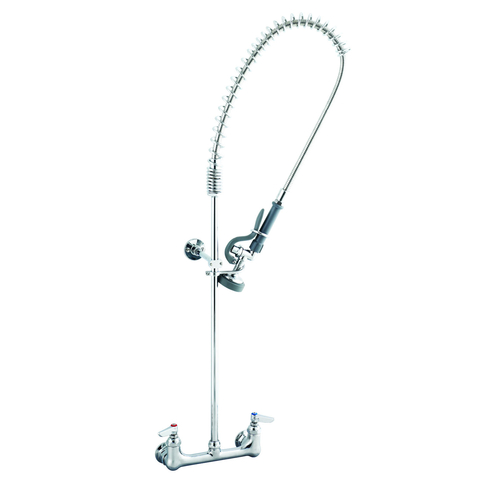 T&S Brass  B-0133-B  Pre-Rinse Faucent Assembly, wall/spash mount, 8'' adjustable center, includes spray valve, 18'' riser, 44'' hose, 6'' bracket