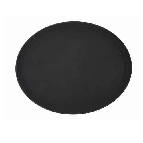 Winco  TRH-2722K  22'' x 27'' Easy Hold Rubber Lined Tray, Black, Oval