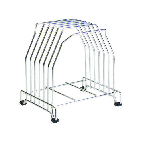 CFS Brands  KLRST  Cutting Board Storage Stand, non-slip feet, fits 6 boards, stainless steel