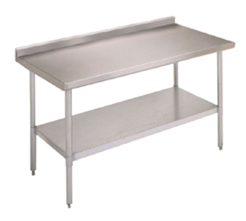 John Boos FBLGR5-6024-X Work Table with 5'' backsplash, 60''W x 24''D, 18/430 stainless top, galvanized undershelf