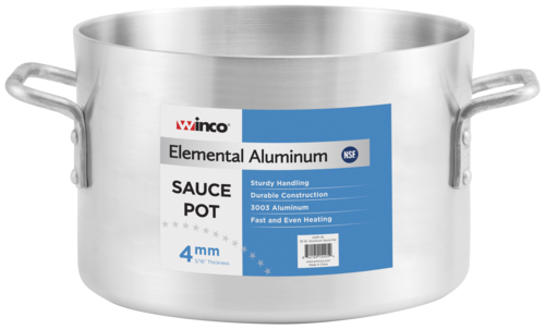 Winco  ASSP-34  Elemental Aluminum Sauce Pot, 34 qt., 16-1/4'' x 9-7/8''