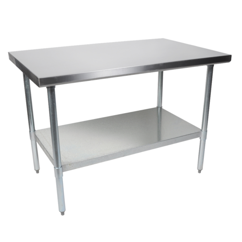 John Boos FBLG3624-X Work Table, 36''W x 24''D,18/430 stainless flat top, galvanized undershelf