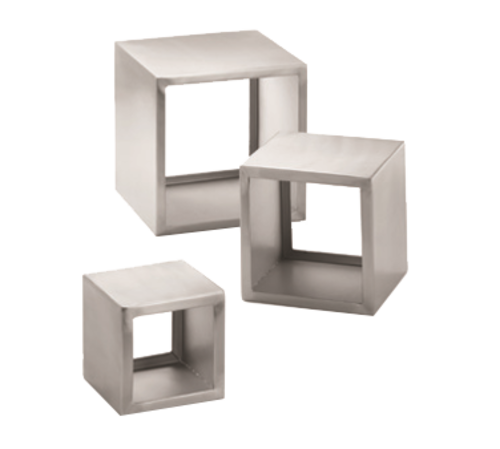TableCraft Products  RS3  Barclay Three Piece Riser Set, Brushed Stainless Steel Set Includes Sizes: 5'', 7'', and 9'' Squares