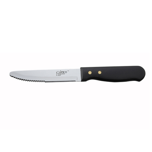 Winco  K-85P  Jumbo Steak Knives, 5'' Blade, Black Plastic Hdl