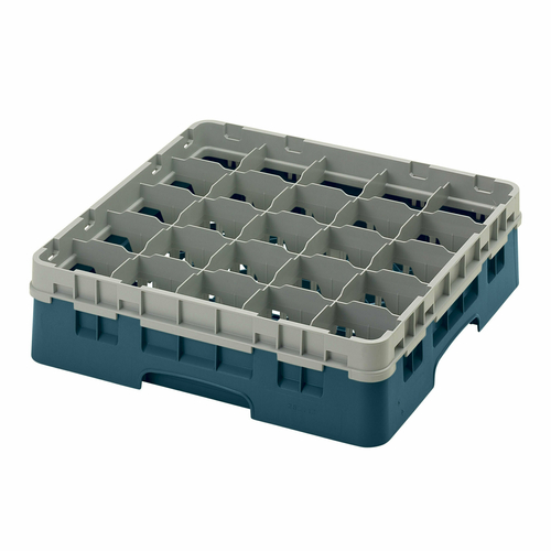 Cambro  25S418414  Camrack Glass Rack, full size, low profile, 19-3/4'' x 19-3/4'' x 5-5/8'', 25 compartments, 3-7/16'' max. dia., 4-1/2'' max. height, teal