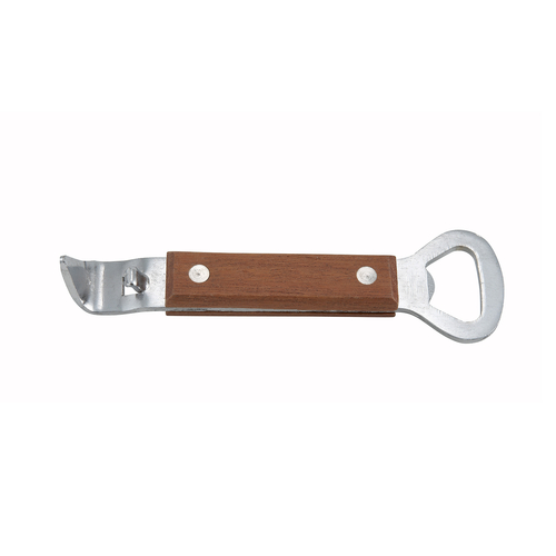 Winco  CO-303  Can Tapper/Bottle Opener w/Wooden Hdl, 7'', S/S