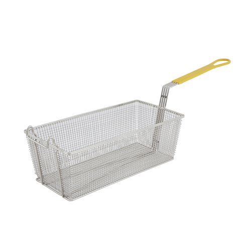 Winco FB-40 Fry Basket, 17'' x 8-1/4'' x 6'', 12'' Yellow Hdl