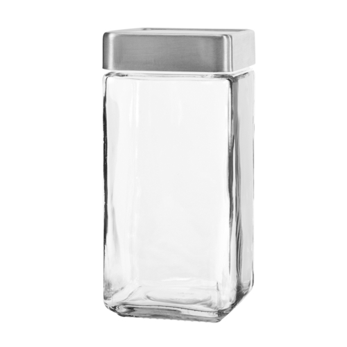 Anchor Hocking Foodservice 85755 Stackable Square Jar w/ Metal Cover 2 qt.