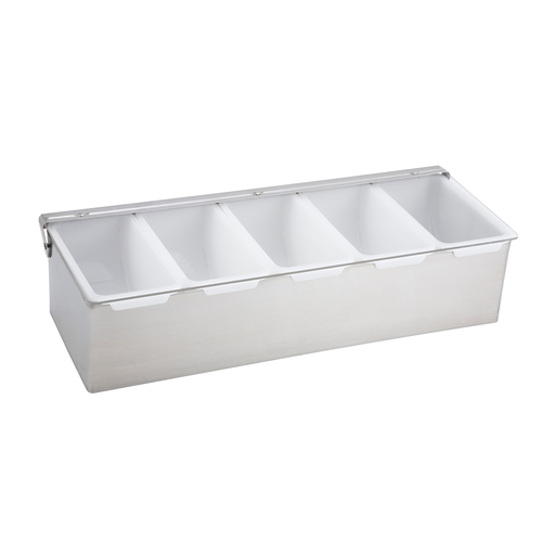 Winco CDP-5 Condiment Holder, 5 Compartment, S/S Base