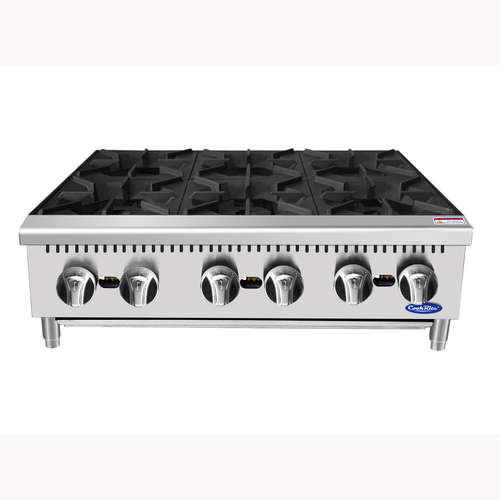 Atosa ACHP-6 Countertop 36'' Wide Hotplate, Natural Gas, Six Burners, 32k BTU per Burner