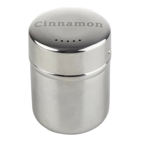 TableCraft Products 11050 Shaker, 6 oz., ''Cinnamon'' imprint, dishwasher safe, stainless steel