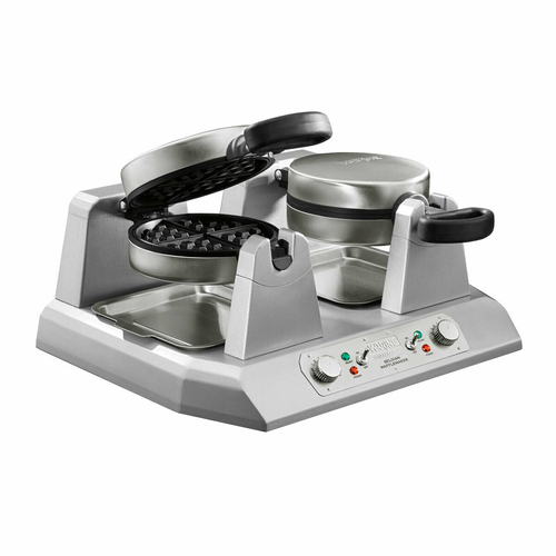 Waring WW250X2 Belgian Waffle Maker, double side-by-side, 7'' diameter, 1'' thick, non-stick plates, 120v, NEMA 5-20P