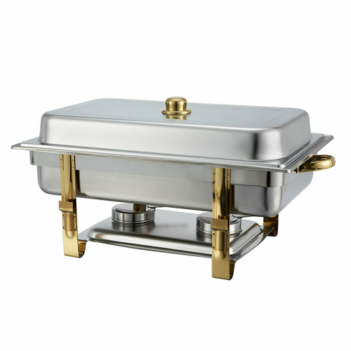 Winco 201 Malibu 8qt Full-size Chafer, S/S, Gold Accent