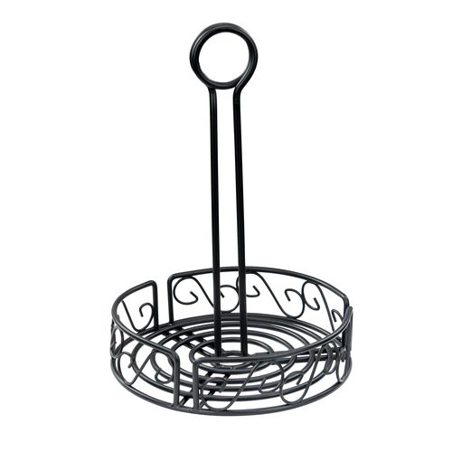Winco  WBKH-7R  Black Wire Condiment Caddy, Round, 7-1/2'' dia x 9''H